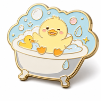Broche en émail personnalisée en forme de canard mignon avec bulles, style antique et moderne pour les amateurs de bain