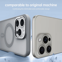 Étui transparent coloré mat avec anneau de protection d'objectif en métal pour iPhone 16 15 14 Plus 13 12 11 Pro Max, compatible avec la charge magnétique sans fil