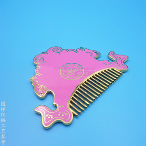 Enamel Metal Hair <b>Comb</b> Gold <b>Wide</b> Tooth Floral Design For Home Use Cultural Creative Gift - Product Image 3