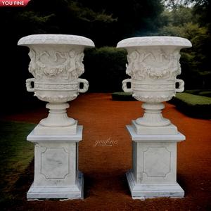 <span class=keywords><strong>Pot</strong></span> de fleurs de jardin en plein air, sculpture de pierre naturelle, Vase de jardinière en marbre noir - Product Image 5