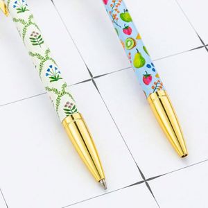 Stylos à bille métalliques promotionnels multicolores à motif floral, 1,0 mm, pour hôtels et conférences, avec impression par transfert à chaud – Vente en gros - Product Image 3
