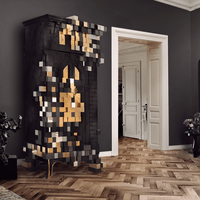 Armoire élégante sculptée à la main, détails complexes, finition placage feuille d'or, armoire de salon pour chambre ou usage domestique