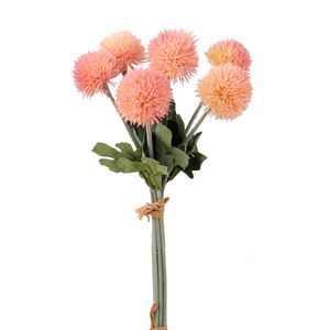 Ramo de Flores de Crisantemo Artificial, 6 Tallos, Bola Rosa Esponjosa, Decoración para el Hogar y Bodas, Plástico de Alta Simulación - Product Image 4