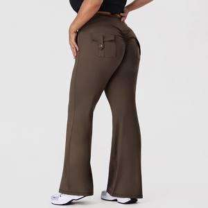 Pantalon de yoga évasé taille haute YIYI pour femme, effet push-up, coupe bootcut, leggings d'entraînement très élastiques avec poches - Product Image 6