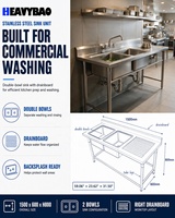 Supplier Perlengkapan Dapur Restoran Heavybao, Pabrik Wastafel, Wastafel Dapur Komersial, Meja Kerja Stainless Steel, Peralatan Katering