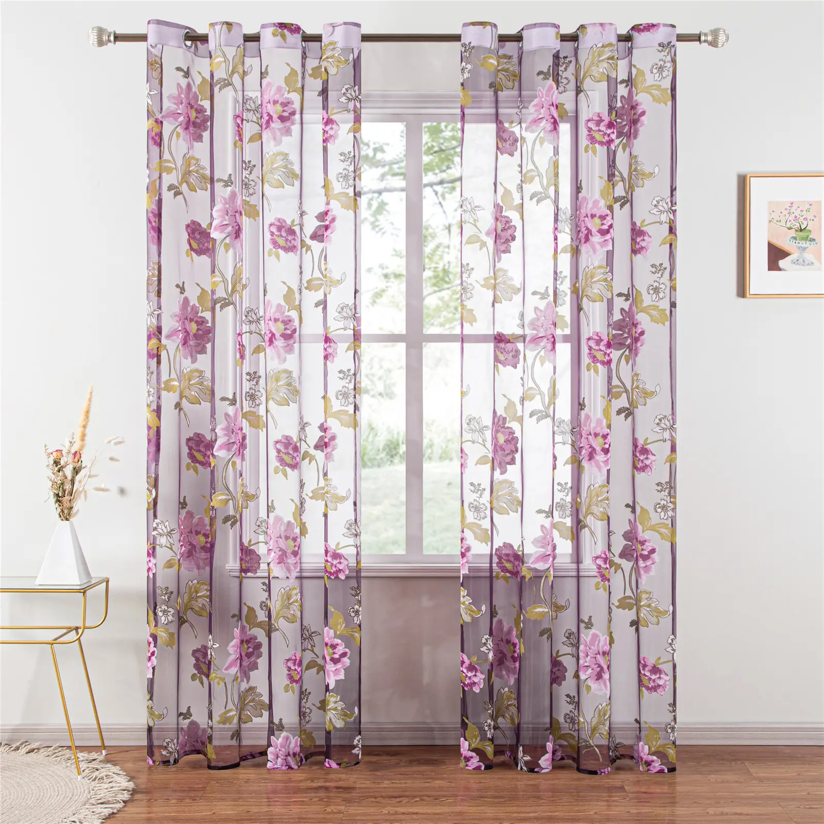 Rideaux européens transparents à motif Floral, draperies de salon ou de chambre à coucher pour la maison