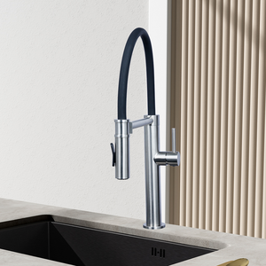 현대 풀 아웃 분무기 싱크대 주방 수도꼭지 스테인레스 스틸 탭 단일 구멍 당겨 주방 수도꼭지 - Product Image 4