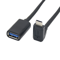 Câble OTG USB 3.0 Type-C coudé à 90° femelle, adaptateur haute vitesse pour connecter clés USB, claviers, souris, smartphones, en PVC