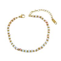 Bracelet en acier au titane de Style chinois fait à la main perlé étanche bijoux en acier inoxydable pierre naturelle à la mode géométrique