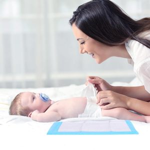 Rocinha Disposable Changing <b>Pads</b> 100 Pack Blue <b>Waterproof</b> Breathable Underpads For Baby Diaper Changing Bed Use - Product Image 5