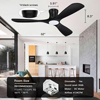 Ventilateur de plafond LED intelligent YOUKAIN Tuya avec télécommande, 3 pales en bois et métal, ventilateur domestique électrique