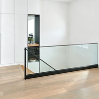 Rampe en verre sans cadre avec éclairage LED personnalisable encastré au sol, profilé en U en aluminium, pour extérieur, balcon, escalier, villa
