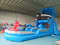 Tube de glissière d'entonnoir de parc aquatique de lune enfants toboggan gonflable de rebond de 100 pieds avec la piscine