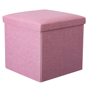 <b>Storage</b> <b>Stool</b> Fabric 40x40x60cm Beige Home Ottoman Seat <b>Storage</b> Box - Product Image 5