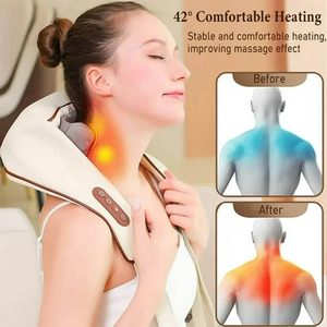 Masajeador de cuello y hombros, masajeador de espalda Shiatsu de tejido profundo con calor para aliviar el dolor, masaje eléctrico de amasamiento y compresión muscular - Product Image 4