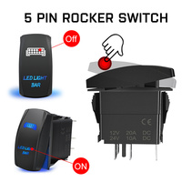 Avec fonction marche/arrêt à 5 broches Interrupteur à bascule rétro-éclairé bleu 1 plomb Véhicule hors route 12V Barre de lumière LED Interrupteur Faisceau de câblage