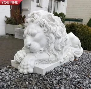 Современная Художественная статуя животного, Мраморная Скульптура Льва, садовая статуя в натуральную величину