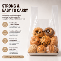 Sacs en PEHD transparents personnalisés avec logo du fabricant, de qualité alimentaire, avec poignées, pour boulangerie, gâteaux, desserts et emballages à emporter