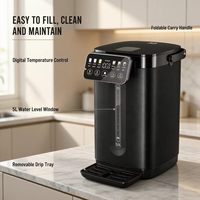 Bouilloire Électrique Thermo Pot à Écran Tactile LED Noir Obsidienne 5.0L à Ébullition Rapide pour Bureau d'Entreprise - Vente en Gros Usine