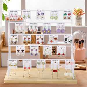 עמדת תצוגה לעגיל למכירת מסך מתלה עגיל עם 40 כרטיסי עגיל 5 יבוץ תכשיטים 5 קומות עבור ספקים לבן - Product Image 4