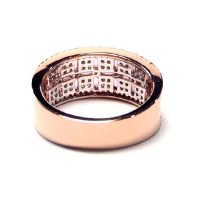 Nouveauté : Bague large en or rose 18 carats avec diamants baguette et saphir rose, design en matériaux spéciaux, idéale pour un cadeau de fête des Mères - Product Image 2