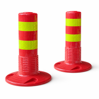 18 Inch 450mm PU Ribbed Traffic Bollard Flexible Springback Road Safety Post Lightweight Indoor Parking Reflective Film