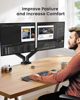 Support de moniteur double pour 2 écrans jusqu'à 32 pouces chacun, chaque bras supporte un maximum de 22 livres, support double moniteur avec système à ressort à gaz