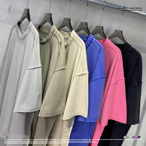 Camiseta de Manga Corta para Hombre de Alta Calidad al por Mayor, con Logotipo Personalizado, 250g, Teñida con Agua, Estilo Vintage, Corte Holgado y Oversize - Product Image 5