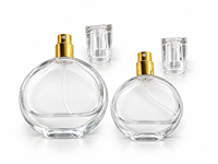 Flacon de parfum rond en verre transparent de 30 ml et 50 ml, flacon atomiseur de parfum vide de luxe avec pompe pulvérisatrice dorée ou argentée, emballage cosmétique