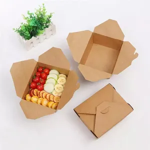 Food grade frozen packaging rectangle paper box for food take away salad fruit fired rice paper box