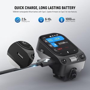 Déclencheur de flash sans fil <span class=keywords><strong>TTL</strong></span> <span class=keywords><strong>NEEWER</strong></span> QZ-N pour appareils photo, HSS 1/8000s, batterie 1000mAh, écran tactile OLED, système Q 2.4G - Product Image 6