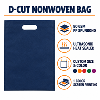 Sacs en polypropylène non tissé 80 GSM à découpe en D pour melon, safran, produits alimentaires, impression personnalisée, thermoscellables, emballage plat, vente en gros
