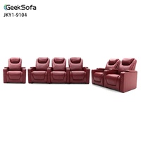 Canapé inclinable électrique de luxe Geeksofa 6 places pour home cinéma, configuration 3+2+1 avec table d'appoint et éclairage d'ambiance LED pour cinéma