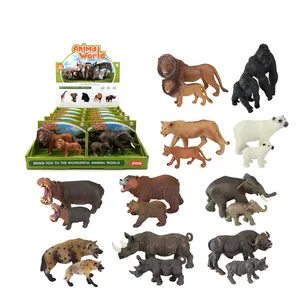 Figuras de animales salvajes de plástico para clase escolar, juego de animales sólidos de la jungla, 20 Uds.