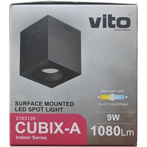 LED Ceiling <b>Spotlight</b> 9W 3xCCT 1080lm 9x9x10cm Black - Product Image 2