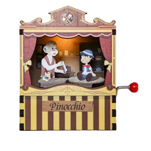 Boîte à musique en bois à manivelle de la boîte à musique <span class=keywords><strong>Pinocchio</strong></span> pour cadeau - Product Image 1