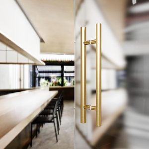 Manija de puerta de acero inoxidable Huahu de 120 mm con acabado dorado para puertas corredizas de baño de vidrio - Product Image 4