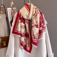 Automne/hiver haut de gamme femmes grand carré Double face motif fleuri châle épaissi doux confortable chaud écharpe Polyester