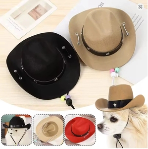 Disfraz de Sombrero de Vaquero para Perro con Correa Ajustable, Gorra de Fieltro para Gato, Divertida Decoración para Fiestas de Halloween, Accesorios para Mascotas al por Mayor - Product Image 1