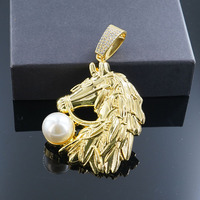 Grand pendentif cheval glacé, chaîne cubaine hip-hop pour femmes et hommes
