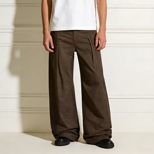 Pantalones de lona para trabajo, con doble rodilla, estilo Cleanfit, desgastados, tipo cargo, unisex, de pierna ancha, con dobladillo en arco, corte holgado, informales, 100% algodón - Product Image 1