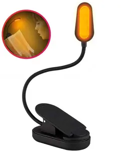 Kitap ışık mavi ışık engelleme Amber clip-okuma işık 1600K sıcak led yatakta okumak için şarj edilebilir 1200mAh pil