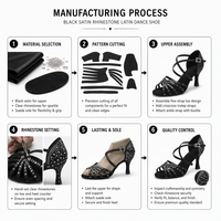 Chaussures de danse à strass pour femmes, chaussures de tango, salsa, danse latine, talons de danse de salon, semelles souples, sandales pour femmes, chaussures de mariage pour femmes