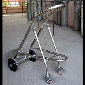 รถเข็นถังออกซิเจนและไนโตรเจน สแตนเลสสตีล สี่ล้อ พับได้ เงียบ สำหรับขนส่งในอุตสาหกรรม สีฟ้าทะเลสาบ - Product Image 5