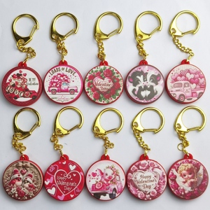 Valentine's Day Silicone Printed <b>Bead</b> Keychain Heart Silicone&PVC Focal <b>Beads</b> for DIY Mobile <b>Phone</b> <b>Chain</b> Purse Making - Product Image 4