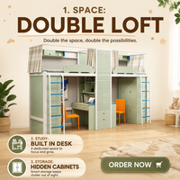 Lit superposé double en métal pour dortoir avec bureau, armoire et rideau d'intimité tout-en-un pour l'école, l'hôtel, l'appartement et l'usage commercial