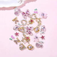 24pcs Aksesoris Kuku 3D Bentuk Hati Bintang Pita Gaya Y2K, Resin Lucu, Plastik Kristal, DIY Musim Panas, Kartun, Bahan Paduan Logam