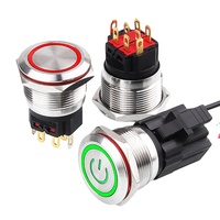 WD tombol sakelar Tekan logam Grendel sementara, tombol sakelar tekan kontak perak Remote Control 22mm