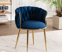 Chaise de salle à manger de style nordique moderne, design JP, tissu en velours doux luxueux, pieds en métal électro-plaqué