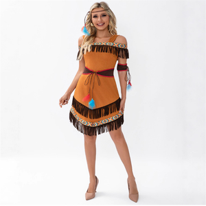 Femme Amérindienne Adulte Primitive Cosplay Role Play Party Dress Performance Costumes - Product Image 2